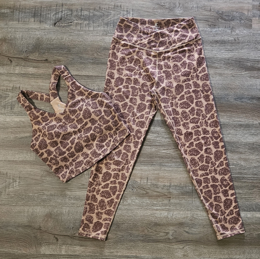 Kyodan Giraffe Print Workout Leggings and Top Set